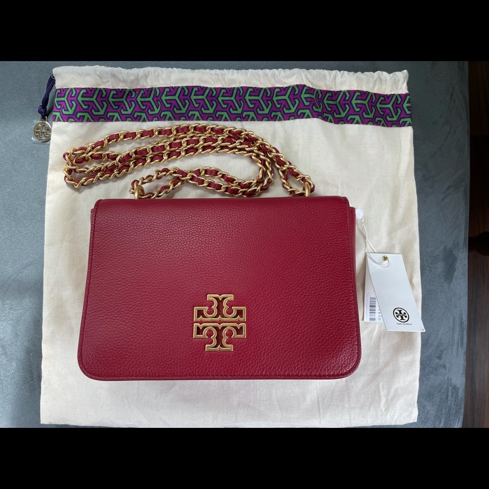 NWT Tory Burch Britten Adj Shoulder/Crossbody RED